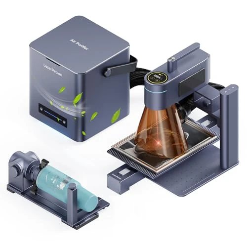 LP4 Ultimate product image with air purifier, slide and rotary accessories; the pictured tumbler is an example project.